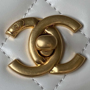 Chanel AS3886 Mini Flap Bag With Top Handle Shiny Calfskin White Gold - Default Title - View 3