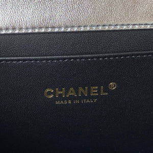 Chanel AS3908 CC Small Flap Bag With Top Handle Shiny Silver Calfskin Gold - Default Title - View 8