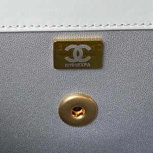 Chanel AS3908 CC Small Flap Bag With Top Handle Shiny Calfskin White Gold - Default Title - View 9