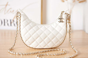 Chanel AS3917 Clutch With Chain Lambskin & Shiny Light Gold Metal White - Default Title - View 2