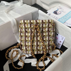 Chanel AS3947 Small Backpack Wool Tweed Lambski & Gold-Tone Metal Brown - Default Title - View 2