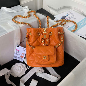 Chanel AS3947 Small Backpack Lambski & Gold-Tone Metal Orange - Default Title - View 1