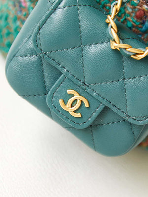 Chanel AS3947 Small Backpack Wool Tweed, Lambski & Gold-Tone Metal Green - Default Title - View 9