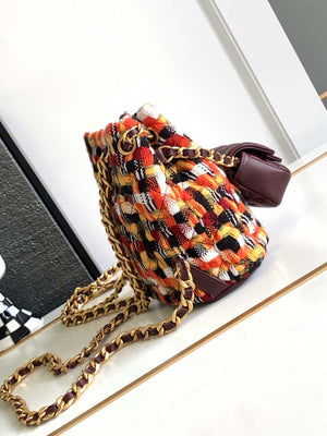 Chanel AS3947 Small Backpack Wool Tweed, Lambski & Gold-Tone Metal Orange - Default Title - View 2