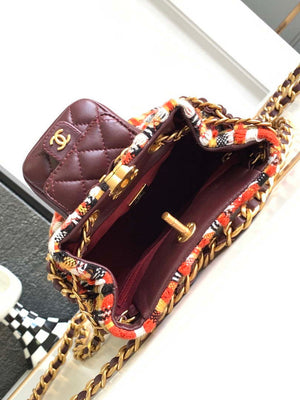 Chanel AS3947 Small Backpack Wool Tweed, Lambski & Gold-Tone Metal Orange - Default Title - View 8