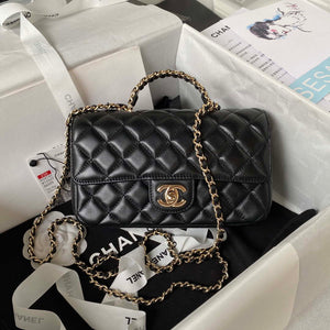 Chanel AS4141 Camellia Embossed With top Handle Bag Black - Default Title - View 1
