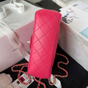 Chanel AS4141 Camellia Embossed With top Handle Bag Rose Red - Default Title - View 6