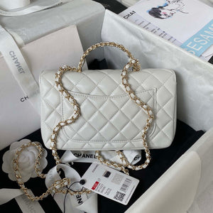 Chanel AS4141 Camellia Embossed With top Handle Bag White - Default Title - View 2