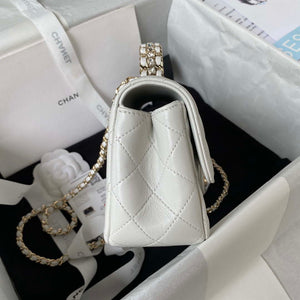 Chanel AS4141 Camellia Embossed With top Handle Bag White - Default Title - View 5