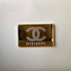 Chanel AS3970 Flap Bag with top handle Lambskin gold tone metal White - Default Title - View 9