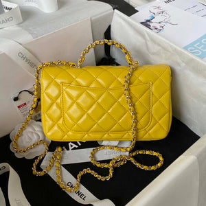 Chanel AS4141 Camellia Embossed With top Handle Bag Yellow - Default Title - View 2