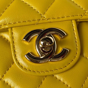 Chanel AS4141 Camellia Embossed With top Handle Bag Yellow - Default Title - View 3