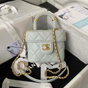 Chanel AS3973 Small Vanity Case Lambskin bag with top handle Light Blue - Default Title - View 1