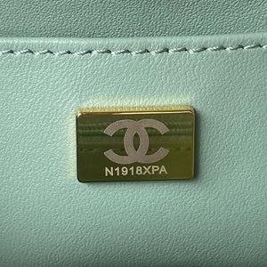 Chanel AS3973 Small Vanity Case Tweed Lambskin & Gold Metal Green & White - Default Title - View 8