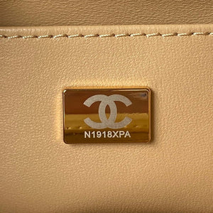 Chanel AS3973 Small Vanity Case Tweed Lambskin & Gold Metal Yellow & White - Default Title - View 9