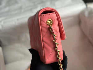 Chanel AS3979 Mini Flap Bag Lambskin Plexi & Gold-Tone Meta Pink - Default Title - View 3