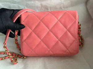 Chanel AS3979 Mini Flap Bag Lambskin Plexi & Gold-Tone Meta Pink - Default Title - View 4
