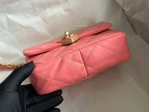 Chanel AS3979 Mini Flap Bag Lambskin Plexi & Gold-Tone Meta Pink - Default Title - View 6