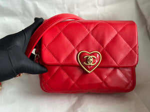 Chanel AS3979 Mini Flap Bag Lambskin Plexi & Gold-Tone Meta Red - Default Title - View 2