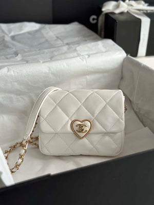 Chanel AS3979 Mini Flap Bag Lambskin Plexi & Gold-Tone Meta White - Default Title - View 1