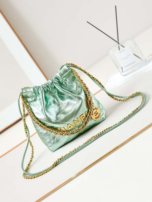 Chanel AS3980 22 Mini Handbag Fantasy color Calfskin & Gold-Tone Metal Green - Default Title - View 1