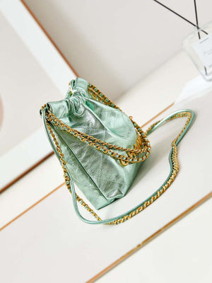 Chanel AS3980 22 Mini Handbag Fantasy color Calfskin & Gold-Tone Metal Green - Default Title - View 3