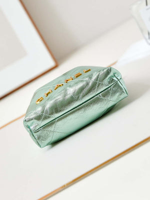 Chanel AS3980 22 Mini Handbag Fantasy color Calfskin & Gold-Tone Metal Green - Default Title - View 6