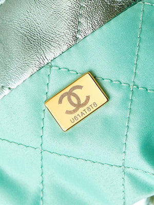 Chanel AS3980 22 Mini Handbag Fantasy color Calfskin & Gold-Tone Metal Green - Default Title - View 9
