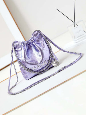 Chanel AS3980 22 Mini Handbag Fantasy color Calfskin & Gold-Tone Metal Purple - Default Title - View 1