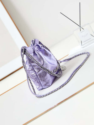 Chanel AS3980 22 Mini Handbag Fantasy color Calfskin & Gold-Tone Metal Purple - Default Title - View 3
