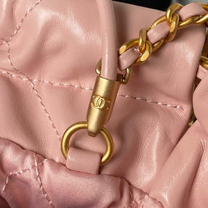 Chanel AS3980 22 Mini Handbag Shiny Calfskin & Gold-Tone Metal Pink - Default Title - View 7