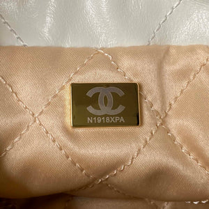 Chanel AS3980 22 Mini Handbag Shiny Calfskin & Gold-Tone Metal White - Default Title - View 9