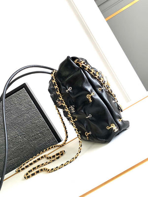 Chanel AS3980 22 Mini Handbag Black Calfskin & Gold-Tone Metal - Default Title - View 2