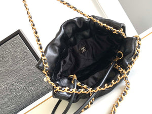 Chanel AS3980 22 Mini Handbag Black Calfskin & Gold-Tone Metal - Default Title - View 8