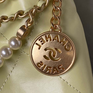 Chanel AS3980 22 Mini Handbag Shiny Calfskin & Gold-Tone Metal Yellow - Default Title - View 4