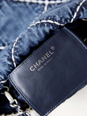Chanel AS3980 22 Mini Handbag Silver-Tone Metal Canvas Blue Denim - Default Title - View 8