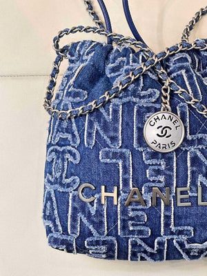 CHANEL AS3980 22 Mini Handbag Washed Denim Blue & Silver-Tone Metal - Default Title - View 5
