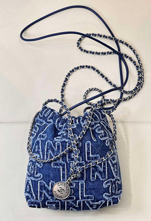 CHANEL AS3980 22 Mini Handbag Washed Denim Blue & Silver-Tone Metal - Default Title - View 7