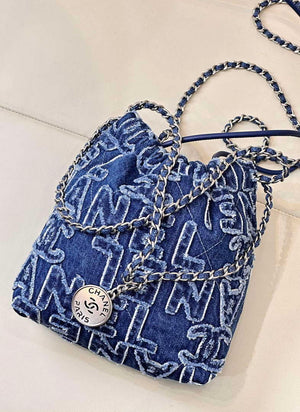 CHANEL AS3980 22 Mini Handbag Washed Denim Blue & Silver-Tone Metal - Default Title - View 8