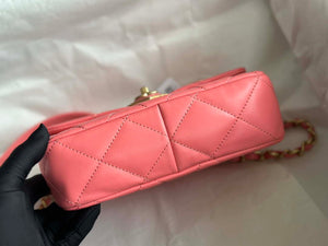 Chanel AS3986 Small Flap Bag Lambskin Plexi & Gold-Tone Meta Pink - Default Title - View 6