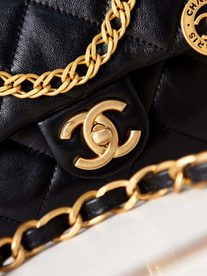 Chanel AS4012 Small Flap Lambskin Bag Black Gold - Default Title - View 2