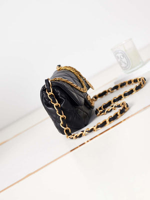 Chanel AS4012 Small Flap Lambskin Bag Black Gold - Default Title - View 3