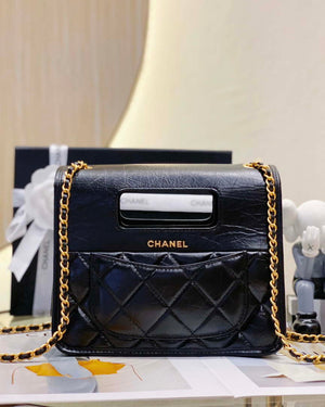 Chanel AS4025 Mini Flap bag with top handle calfskin gold tone metal Black - Default Title - View 3
