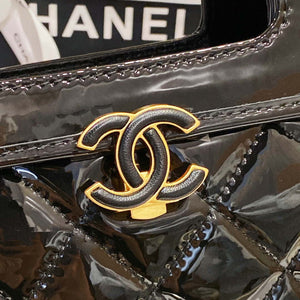 Chanel AS4025 Mini Flap bag with top handle patent calfskin gold tone metal Black - Default Title - View 5