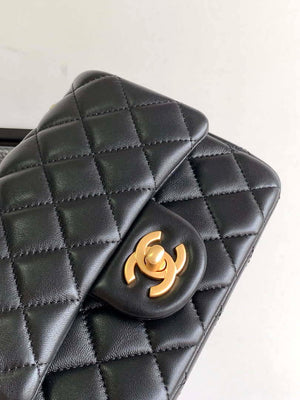 Chanel AS4040 Mini Flap Classic Bag 18 Woc Camellia Lambskin Black - Default Title - View 5