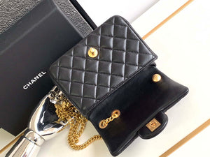 Chanel AS4040 Mini Flap Classic Bag 18 Woc Camellia Lambskin Black - Default Title - View 7