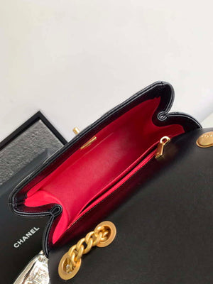 Chanel AS4040 Mini Flap Classic Bag 18 Woc Camellia Lambskin Black - Default Title - View 8