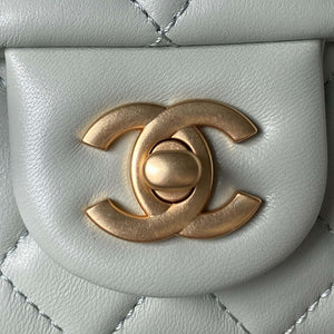 Chanel AS4040 Mini Flap Classic Bag 18 Woc Camellia Lambskin Green Gray - Default Title - View 3