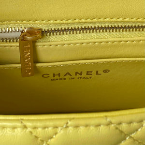 Chanel AS4040 Mini Flap Classic Bag 18 Woc Camellia Lambskin Yellow - Default Title - View 6