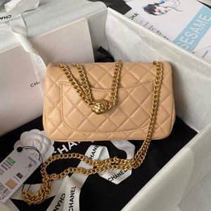 Chanel AS4041 Flap Classic Bag CF Camellia Lambskin Apricot Gold - Default Title - View 2